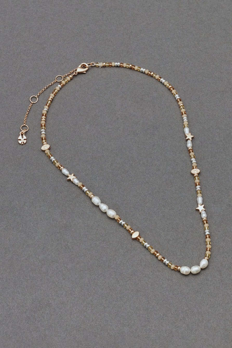 pink bead collar necklace